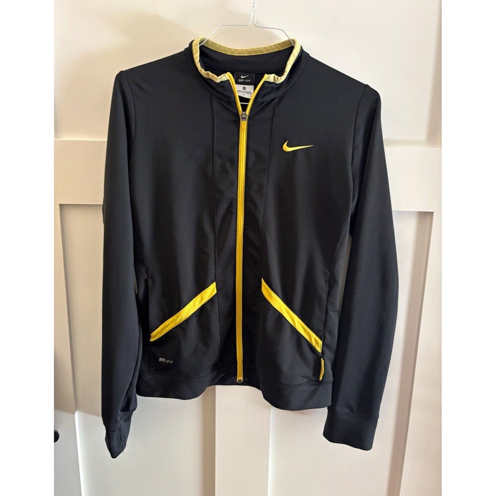 Nike Dri-FIT Full Zip Track Jacket Black/Yellow Mesh Logo Youth XL